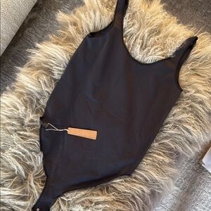 SKIMS Black Onyx Scoop Neck Essential Bodysuit
